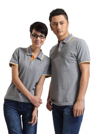 花灰色珠地純棉，男女款式，領袖撞色時尚款 1