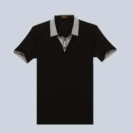 男士雙領雙袖口T恤衫定制 提供刺繡LOGO服務